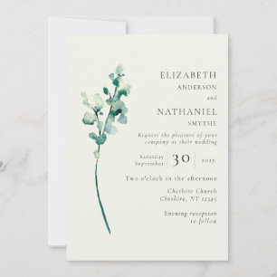 Elegante invitación a la boda de la vegetación Min