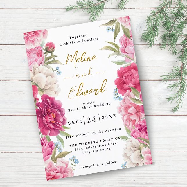 Elegante invitación a la boda de las flores de los (Subido por el creador)