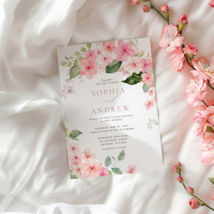 Elegante Invitación a la boda de las flores rosada
