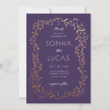 Elegante invitación a la boda de las hojas de oro