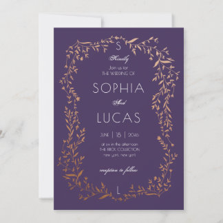 Elegante invitación a la boda de las hojas de oro