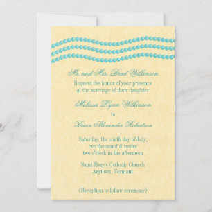 Elegante invitación a la boda de las perlas, turqu