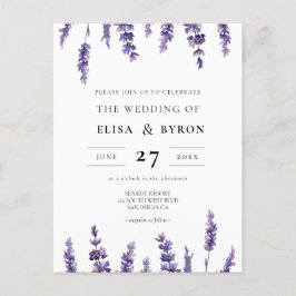 Elegante invitación a la boda de lavanda floral
