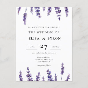 Elegante invitación a la boda de lavanda floral