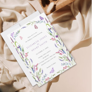 Elegante Invitación a la Boda de Lavanda Floral