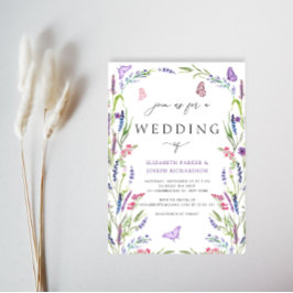 Elegante Invitación a la Boda de Lavanda Floral
