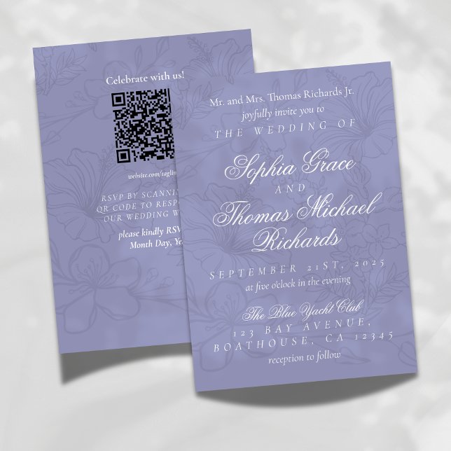 Elegante Invitación a la Boda de Lavanda Floral (Celebrate your love with this Lavender Floral Wedding Invitation!)