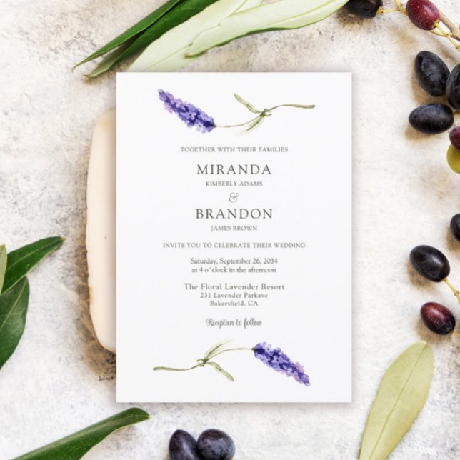 Elegante Invitación a la Boda de Lavanda Floral (Subido por el creador)