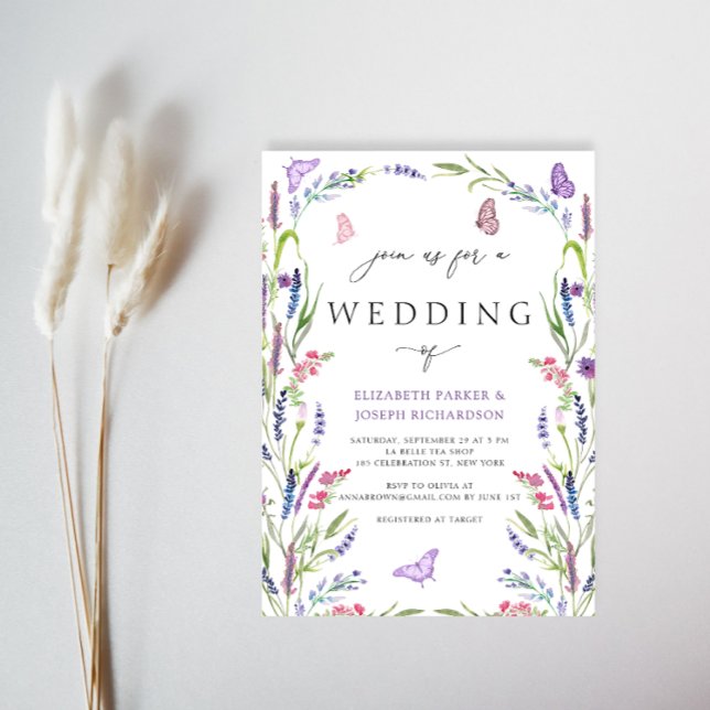 Elegante Invitación a la Boda de Lavanda Floral (Subido por el creador)