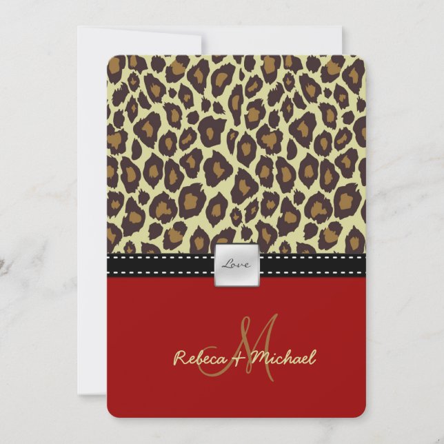 Elegante invitación a la boda de leopardo (Anverso)