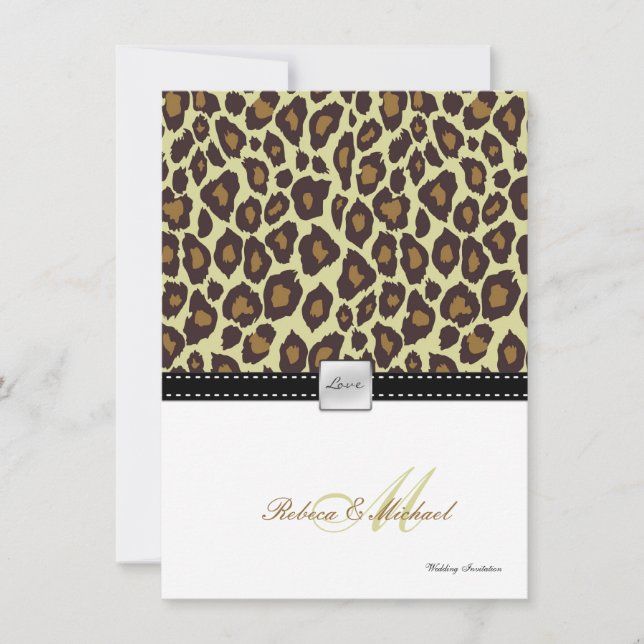 Elegante invitación a la boda de leopardo (Anverso)