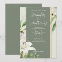 Elegante invitación a la boda de los lirios blanco