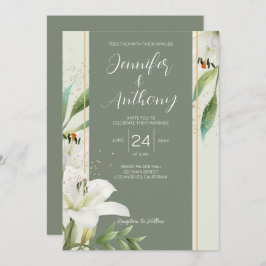 Elegante invitación a la boda de los lirios blanco