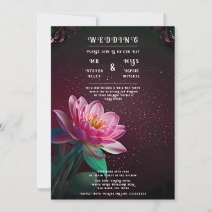 Elegante invitación a la boda de Lotus   Cósmico f