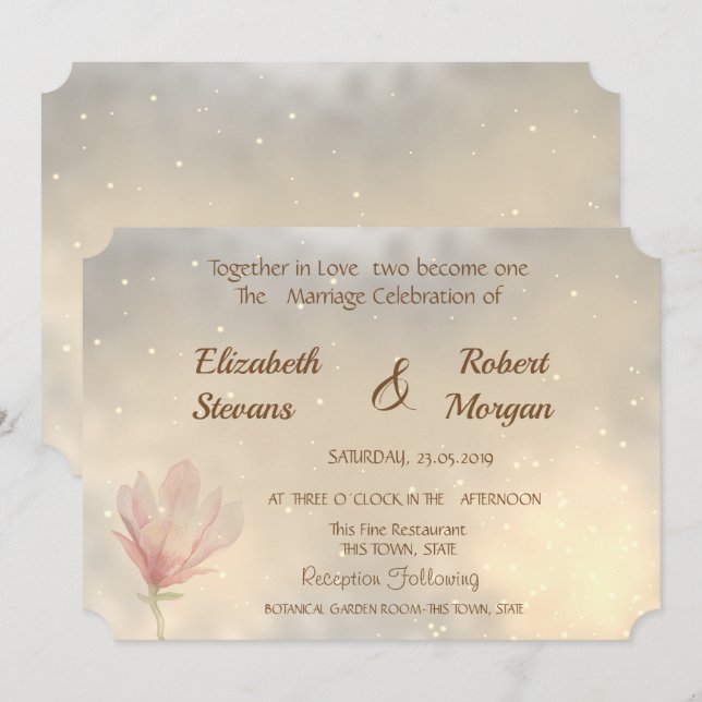 Elegante invitación a la boda de Magnolia (Anverso / Reverso)