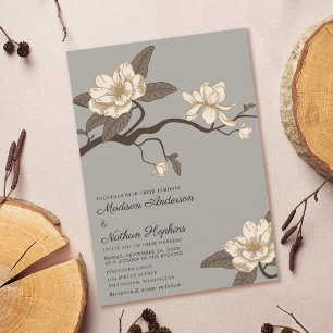 Elegante invitación a la boda de Magnolia Gris Vin