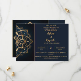 Elegante Invitación a la boda de manala dorada