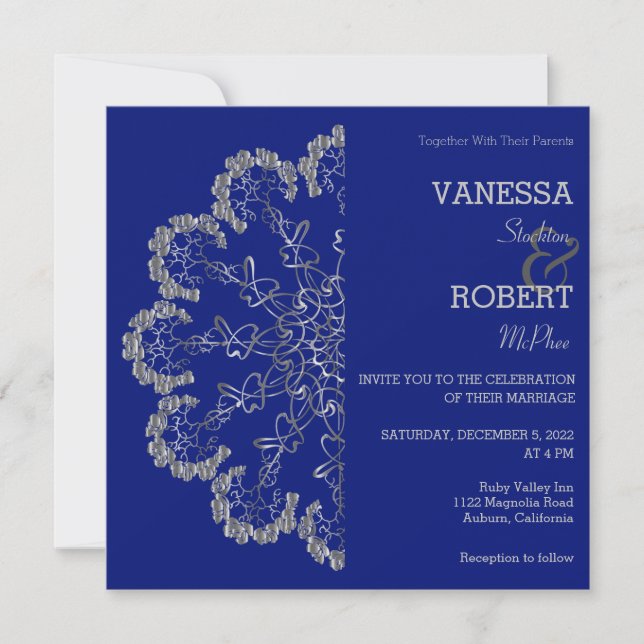 Elegante Invitación a la boda de manala floral pla (Anverso)
