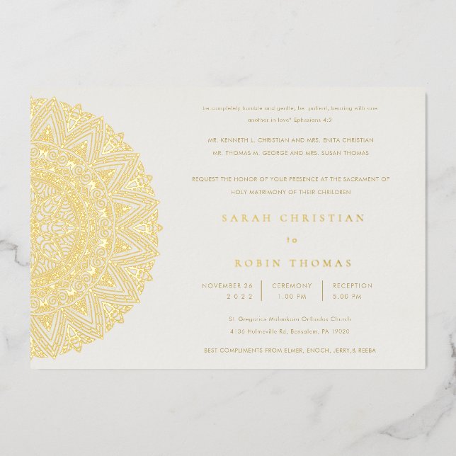 Elegante Invitación a la boda de Mandala clásica d (Anverso)