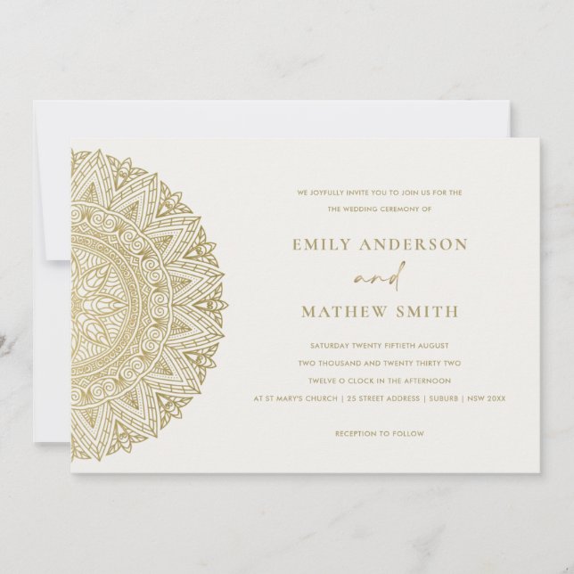 Elegante Invitación a la boda de Mandala clásica d (Anverso)