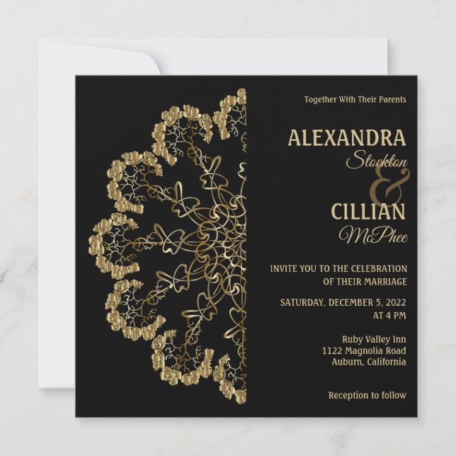Elegante Invitación a la boda de Mandala floral (Anverso)