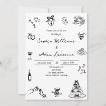 Elegante Invitación a la boda de mano dibujada