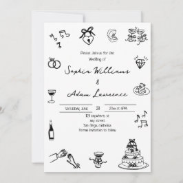 Elegante Invitación a la boda de mano dibujada