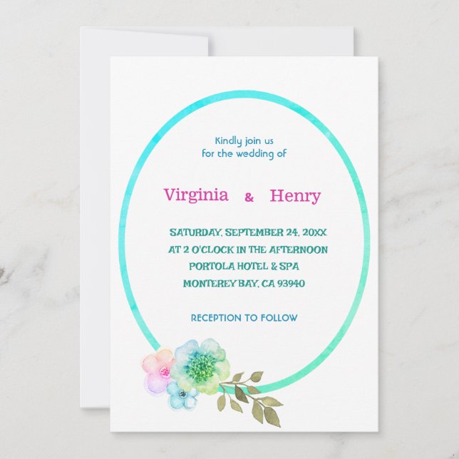 Elegante Invitación a la Boda de Marco de Pastel F (Anverso)