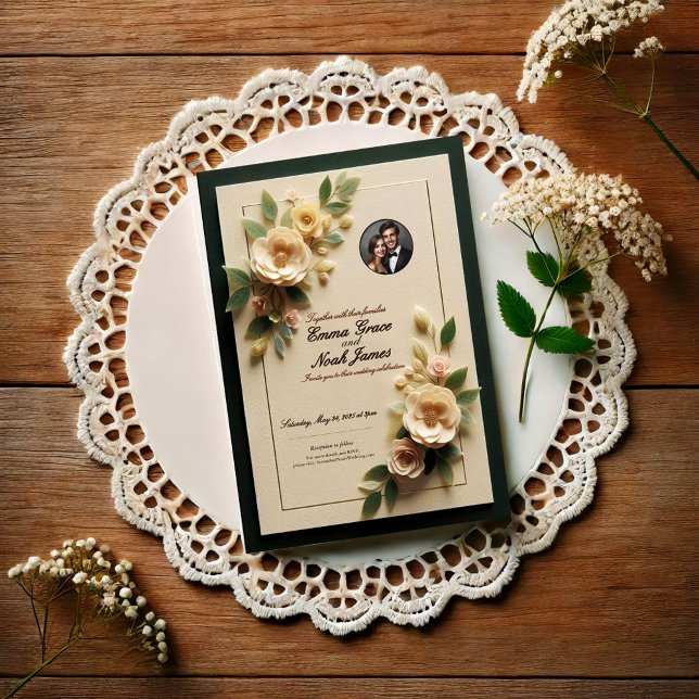 Elegante Invitación a la boda de marco floral (Subido por el creador)