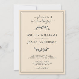 Elegante invitación a la boda de marfil