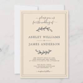 Elegante invitación a la boda de marfil