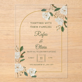 Elegante invitación a la boda de marfil-arca flora
