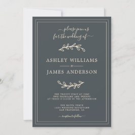 Elegante invitación a la boda de marfil negro
