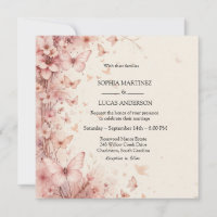 Elegante invitación a la boda de mariposa floral