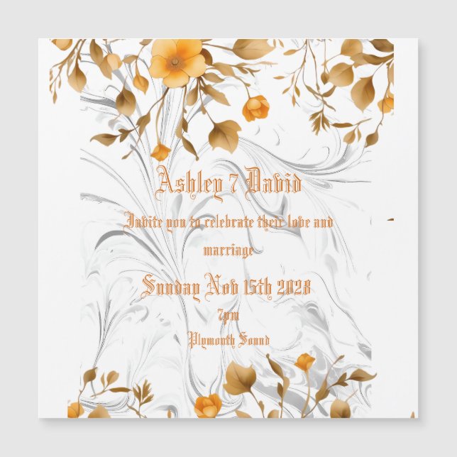 Elegante invitación a la boda de mármol (Anverso)