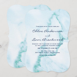 Elegante Invitación a la Boda de Mármol Aqua