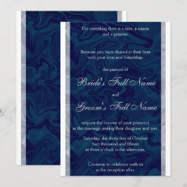 Elegante invitación a la boda de mármol azul y gri