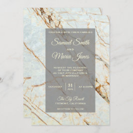 Elegante invitación a la boda de mármol de marfil