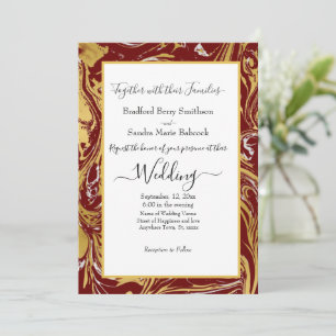 Elegante invitación a la Boda de Mármol de Oro Mar
