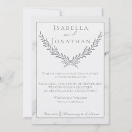 Elegante invitación a la boda de mármol y corteza
