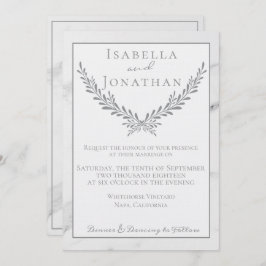 Elegante invitación a la boda de mármol y corteza