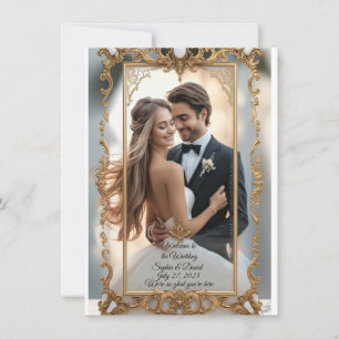 Elegante invitación a la boda de mármol y oro