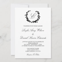 Elegante Invitación a la boda de monograma de la c