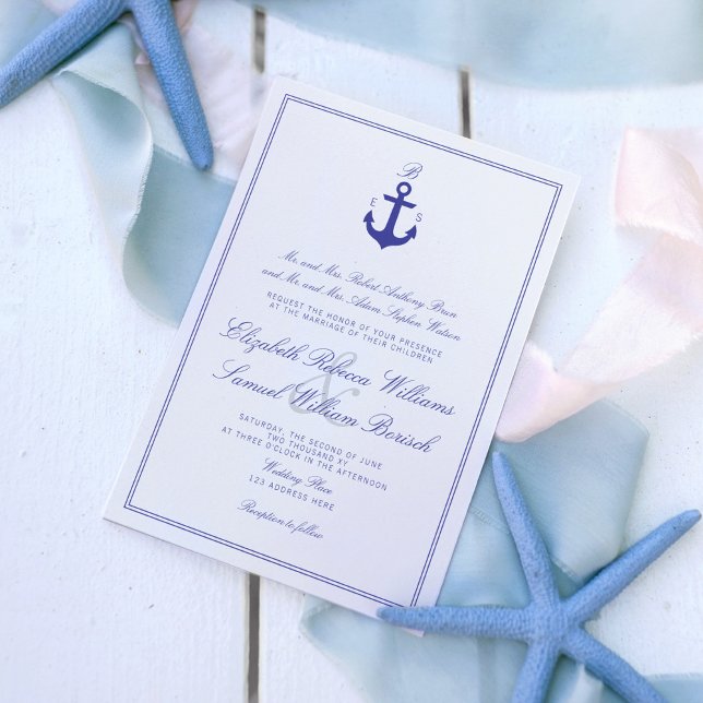 Elegante invitación a la boda de monograma limpio  (Subido por el creador)