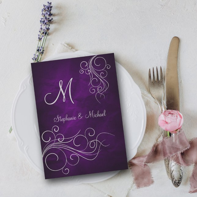 Elegante Invitación a la boda de Monograma Plata P (Subido por el creador)
