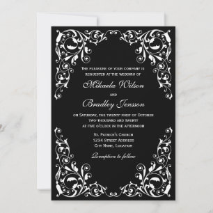 Elegante invitación a la boda de nalgas blancas y 