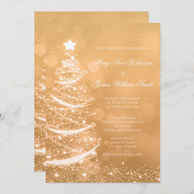 Elegante Invitación a la boda de Navidades de Glam (Anverso / Reverso)