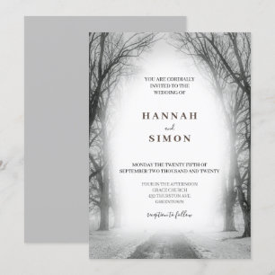 Elegante Invitación a la Boda de Nieve Plateada de