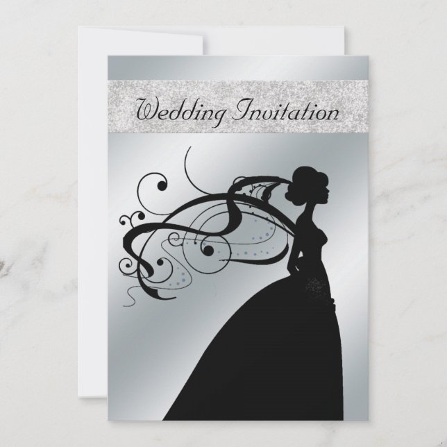Elegante invitación a la boda de novias plateadas (Anverso)