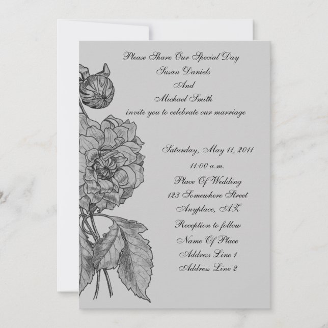 Elegante Invitación a la boda de novios plateados (Anverso)